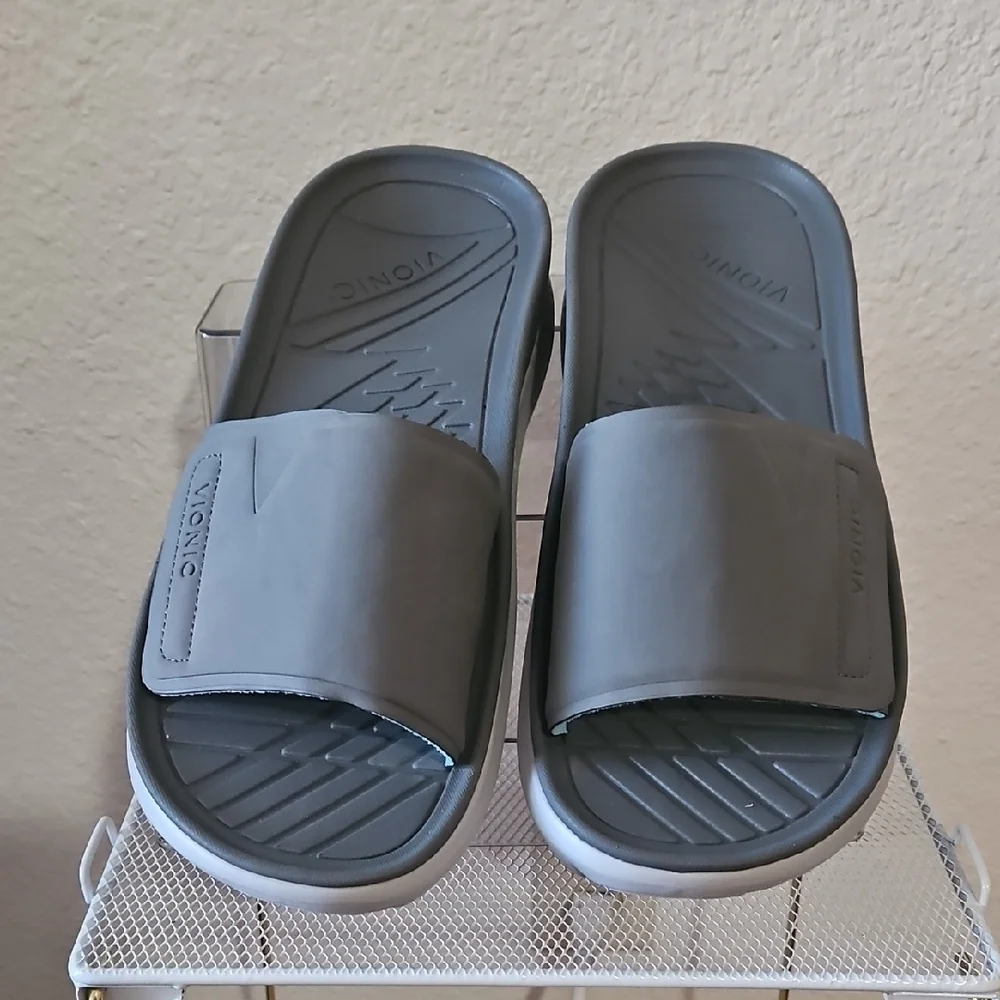 Vionic Unisex Charcoal Slide Sandals Size W 11/ M 9.5
